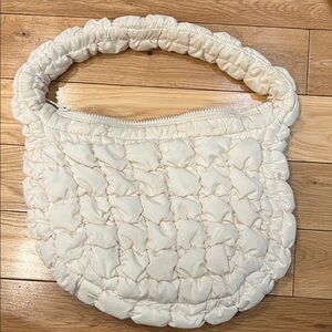 Quilted Padded Shoulder Bag in Cream
